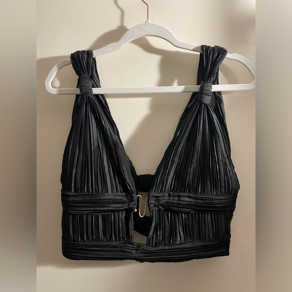 Cult Gaia Black Pleated Top